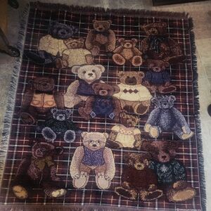 Plaid Teddy Bear Throw Blanket